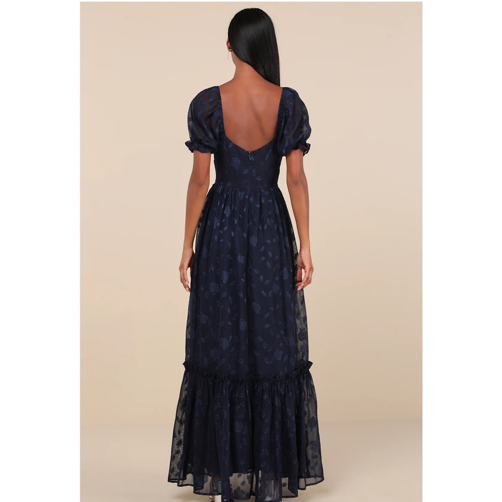 Lulu's Navy Blue Puff Sleeve Maxi Dress - Picture 2 of 15